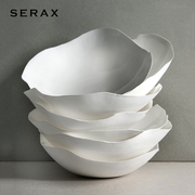 比利时Serax不规则骨瓷餐具盘子碗白色 异形餐盘陶瓷荷叶盘甜品碟