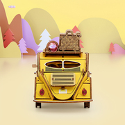 teamgreen经典玩具旅行车系列，汽车木拼装儿童，成年3d玩具益智摆件