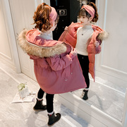 女童派克棉服2022年冬季羽绒棉衣大童装加厚棉袄中长款外套潮