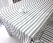 地中海风格 条纹桌布布艺 棉麻小清新 餐桌长方形茶几布台布