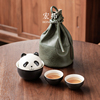 熊猫快客杯一壶三杯便携式旅行陶瓷茶具，户外可爱泡茶杯子定制logo