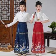 儿童朗诵合唱服马面裙套装2024新中式汉服明制古装中国风儿童唐装