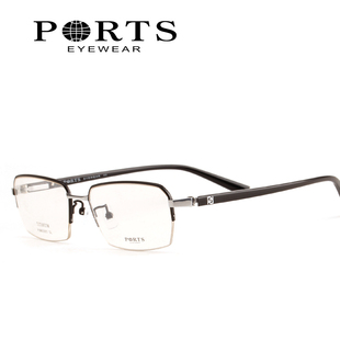 ports宝姿眼镜纯钛材，眼镜框宽脸眼镜架男士，大脸成品配镜pom62007