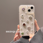 小众立体水钻宝石适用iPhone14promax苹果13pro手机壳12pro创意闪粉11女13高级感14个性超火全包保护套软