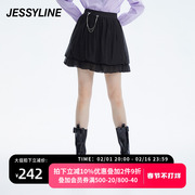 jessyline女装秋季杰茜莱时尚，黑色a字半身裙231112020