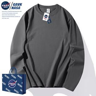 NASA GAVK2023春秋季纯棉夏季男女同款情侣百搭潮流长袖T恤