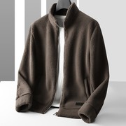 颗粒绒立领外套男士羊羔毛加绒加厚冬季棉衣双面绒夹克保暖上衣