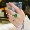 黛玥纯银镶天然玉石指环玛瑙，玉髓戒指媲美翡翠，阳绿个性时尚女