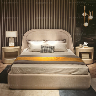 拉卡萨lacasa家具轻奢风格卧室双人床互圆弧形床头安全美观1.8米