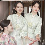 中式伴娘服春季长袖2023中国风婚礼秀禾显瘦姐妹服伴娘团礼服