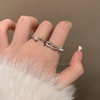 不规则开口蝴蝶珍珠戒指女小众设计网红可调节食指戒时尚个性指环