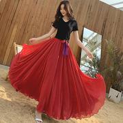 两面穿540度红色跳舞长裙8米大摆黑色，新疆舞蹈裙双面穿雪纺纱裙