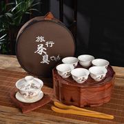 旅行茶具便携式车载办公紧凑型青花陶瓷盖碗茶杯功夫茶具简约