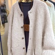 特大码300斤软糯毛衣针织开衫外套男女秋冬慵懒风宽松中长款上衣2