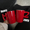 Stan&Co纯红情侣字母马克杯陶瓷杯咖啡杯结婚礼送礼本命年自用杯