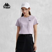 kappa卡帕复古运动短袖2024女简约休闲t恤针织圆领夏季半袖