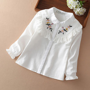 女童衬衫长袖2024春秋薄款白色，儿童女宝宝秋装，上衣小女孩洋气衬衣