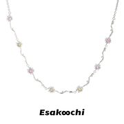 Esakoochi一朵小雏菊轻奢花朵颈链春夏锁骨链小众气质项链女