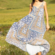 波西米亚风连衣裙民族风，女装夏季吊带裙，新疆云南旅游穿搭印花长裙