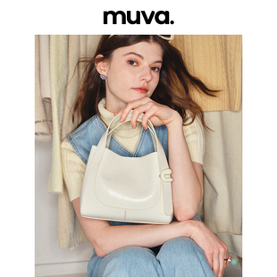 muva欧美时尚菜篮子手提包女高级感小水桶包小众(包小众)斜挎单肩包mu356