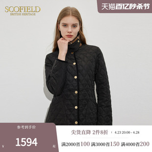 Scofield女装翻领棉衣棉服加厚保暖黑色棉袄外套2024春季