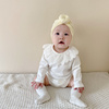 婴儿包屁衣长袖0-3新生儿，纯棉连体衣花边蕾丝，领春秋女孩三角哈衣