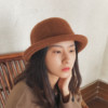 韩国可爱卷边小丸子女士秋冬羊毛针织小礼帽，渔夫帽凹造型圆顶帽子