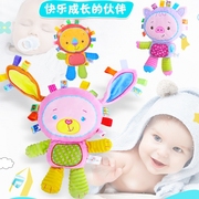 新生婴儿标签安抚巾陪宝宝，睡娃娃毛绒可啃咬手摇铃益智0-1岁玩具