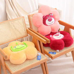 可爱迪士尼草莓熊史迪仔创意花朵坐垫椅子垫办公室飘窗靠垫抱枕垫