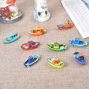 地中海彩绘树脂船摆件小渔船，微景观装饰创意家居摆件旅游纪念品
