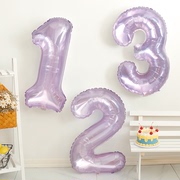 儿童生日数字气球装饰32寸水晶紫色宝宝周岁派对户外拍照道具布置