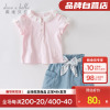 反季戴维贝拉纯棉，儿童短袖粉色t恤夏季女童衣服上衣