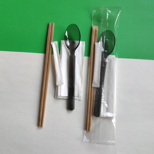 一次性筷子勺子牙签四件套装，独立包装外卖打包餐勺竹筷子长柄拌饭