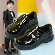 儿童鞋男童皮鞋春秋2024韩版英伦风黑色软底小学生校园演出鞋