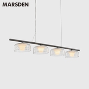 马斯登现代简约条纹艺术玻璃长餐吊灯设计师餐厅灯时尚大气吧台灯