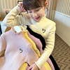 女童加绒中领毛衣冬装2024儿童，一体绒保暖上衣，纯色针织打底衫
