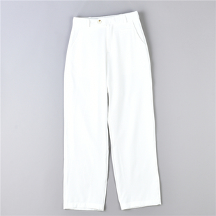 217韩版白色高腰西装直筒裤，76092春夏垂顺显瘦修腿型女神气质长裤