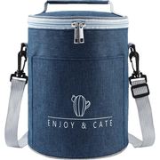 快乐鱼圆形保温饭盒袋便当，袋上班族大容量，带饭铝箔加厚手提包袋子