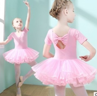 高档儿童舞蹈裙短袖女童芭蕾舞裙小女孩练功服装夏季六一表演跳舞