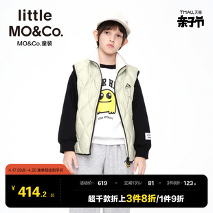 双面穿 little moco童装冬装男童女童菱形格保暖羽绒背心外套儿童