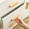 原木色柜门把手实木衣柜拉手抽屉橱柜单孔圆形现代简约木质把手