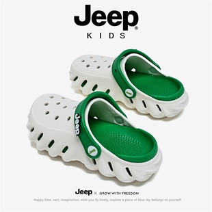 jeep儿童洞洞鞋男童凉鞋吉普，夏季男孩外穿防滑软底休闲凉拖鞋潮牌