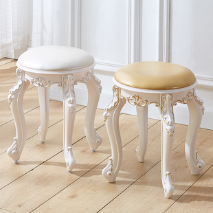 欧式美式梳妆台凳子化妆凳软包小圆凳，家用椅公主卧室美甲凳古筝凳