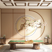 古典中式屏风墙纸中国风花鸟客厅，餐厅茶室背景墙布格栅包间壁纸画