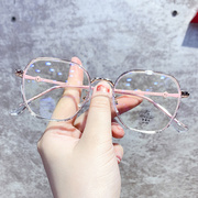 透明镜框防辐射防蓝光，近视眼镜女可配度数护x目平光眼镜