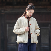 棉麻女装秋冬复古中国风，棉袄新中式棉服短款棉衣，加厚夹棉外套