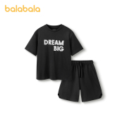 巴拉巴拉短袖套装男女中大童，夏季字母休闲宽松篮球运动两件套