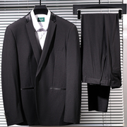 婚礼新郎礼服套装一线品牌黑色一粒扣西服西裤两件套大码西装J51