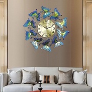 客厅钟表挂钟家用蝴蝶装饰钟欧式(钟，欧式)创意时钟，卧室静音石英钟壁挂表