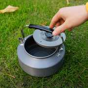 户外野营烧水壶烧k烤套锅便携登山茶壶1.1L咖啡壶旅行茶具野餐吊